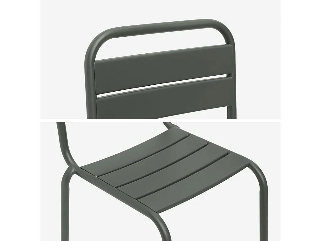 Set di 2 sedie in metallo per bambini, verde kaki