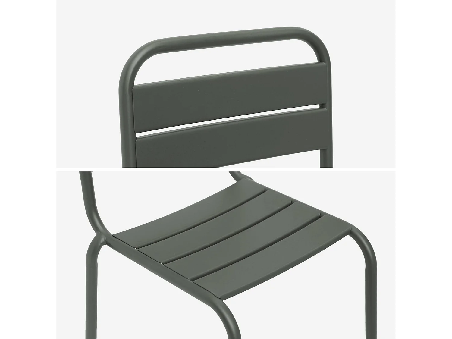 Set di 2 sedie in metallo per bambini, verde kaki