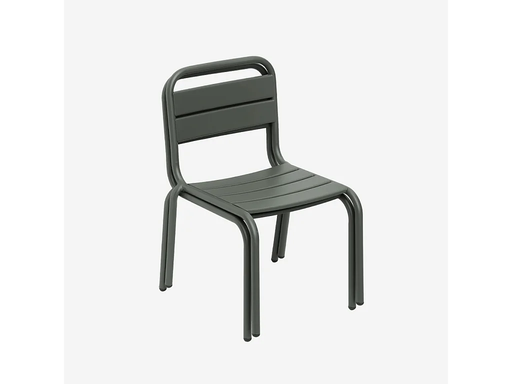 Set di 2 sedie in metallo per bambini, verde kaki