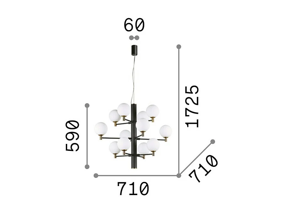 Ideal Lux Copernico - Lampada a sospensione a 12 bracci multibraccio bianca, G9