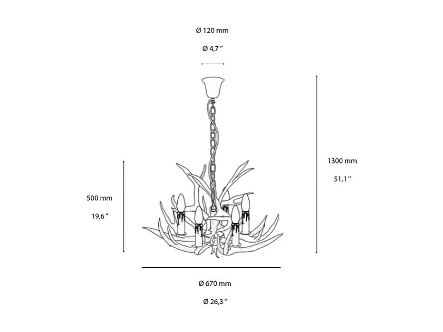 Ideal Lux Chalet Lustre à 6 ampoules, brun clair, E14