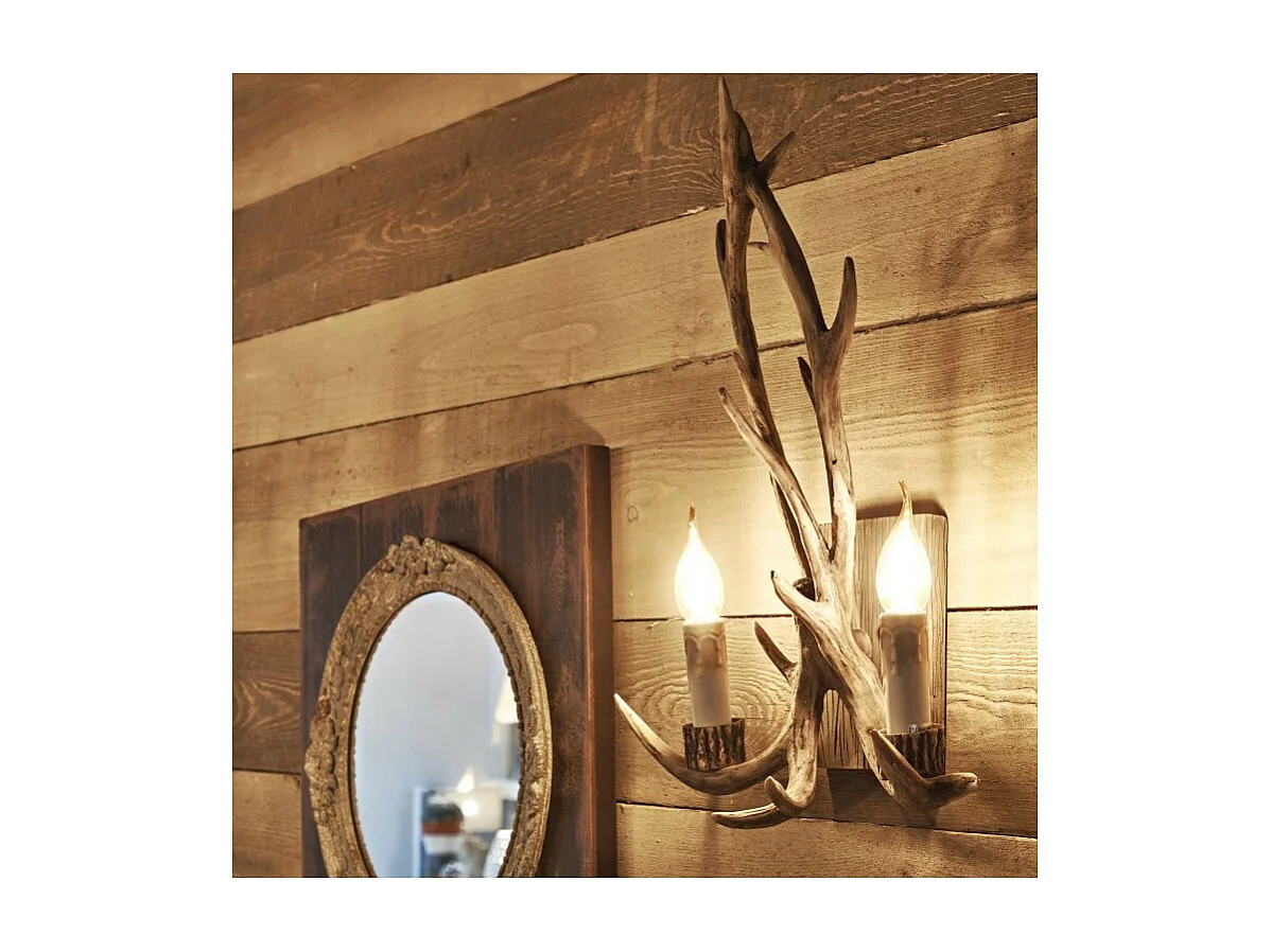 Ideal Lux Chalet Applique murale intérieure à 2 ampoules, marron, E14