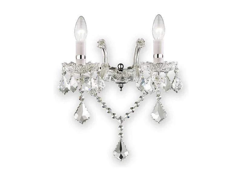 Ideal Lux Florian Applique murale à 2 ampoules pour bougie d'intérieur en verre chromé avec cristaux, E14