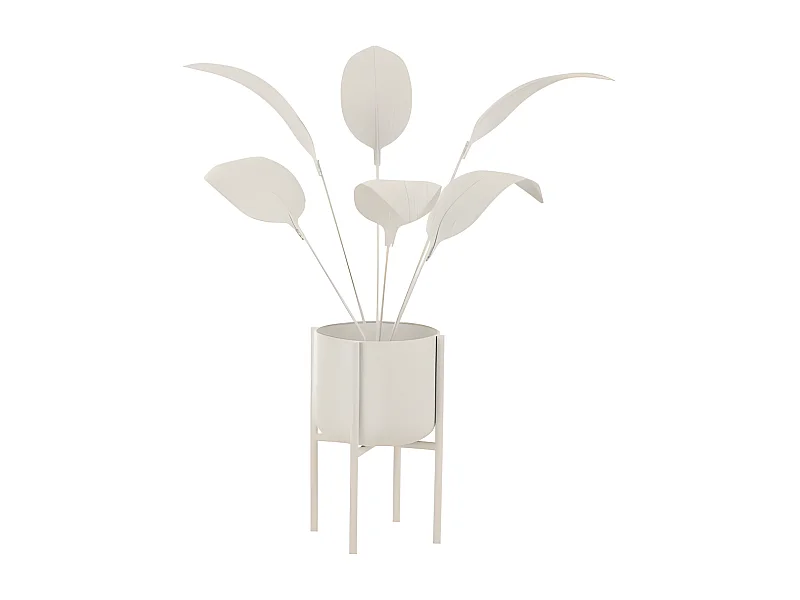 Decoración de planta en maceta de metal blanco 57x48x102 cm
