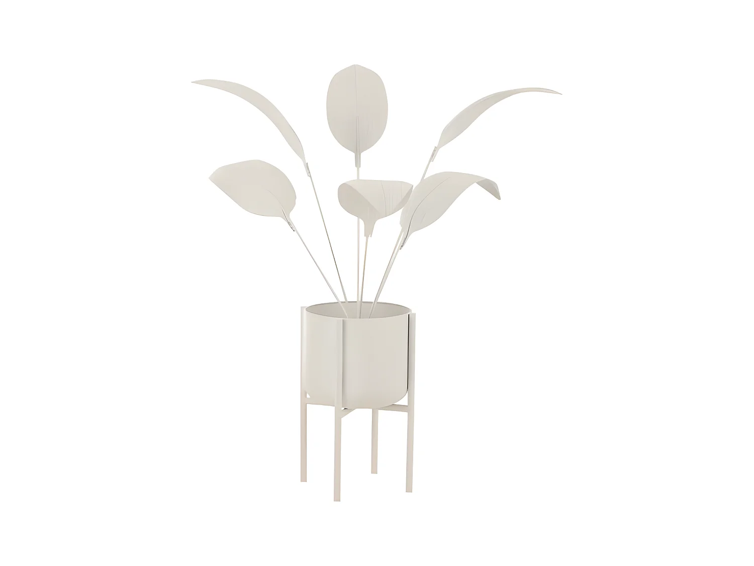 Decoración de planta en maceta de metal blanco 57x48x102 cm