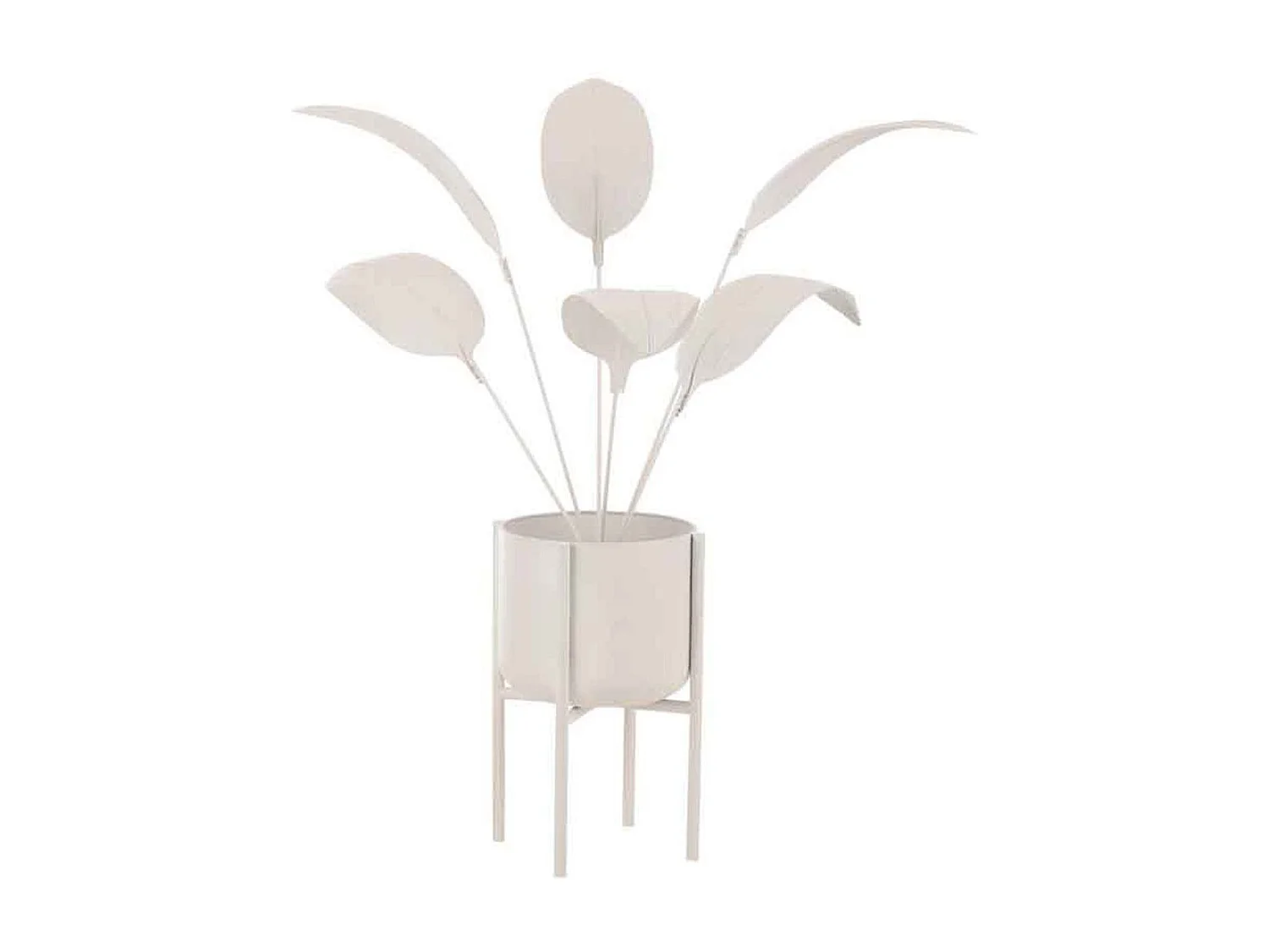 Decoración de planta en maceta de metal blanco 57x48x102 cm