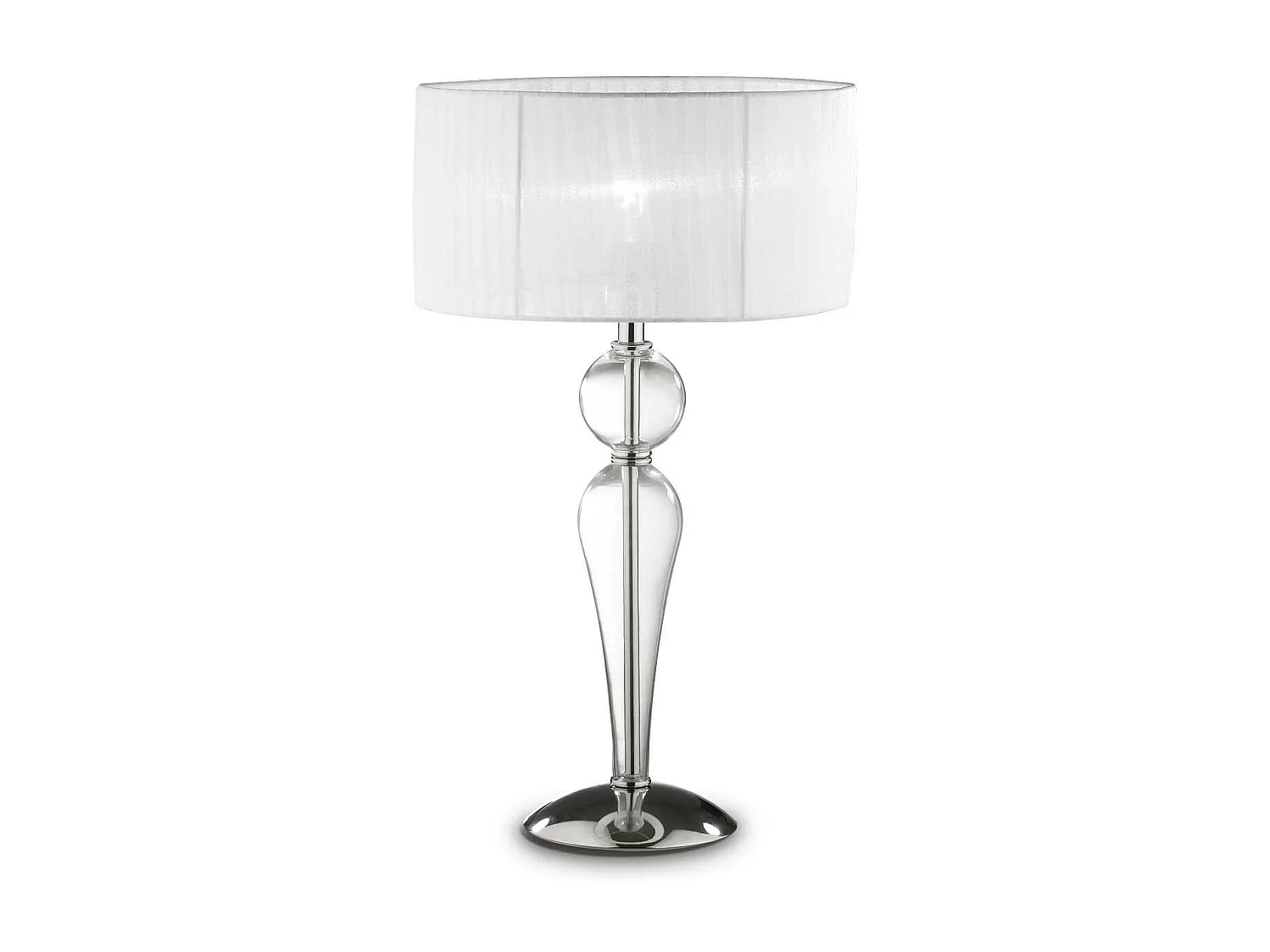 Ideal Lux Duchessa - Lámpara de mesa grande 1 luz Cromo, Blanco, Transparente y Cristal con pantalla, E27