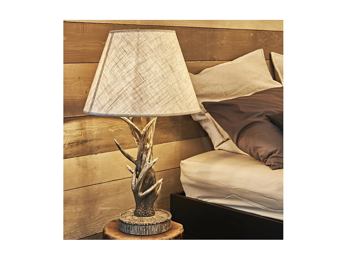 Ideal Lux Chalet 1 lampe de table en bois clair marron avec abat-jour, E27
