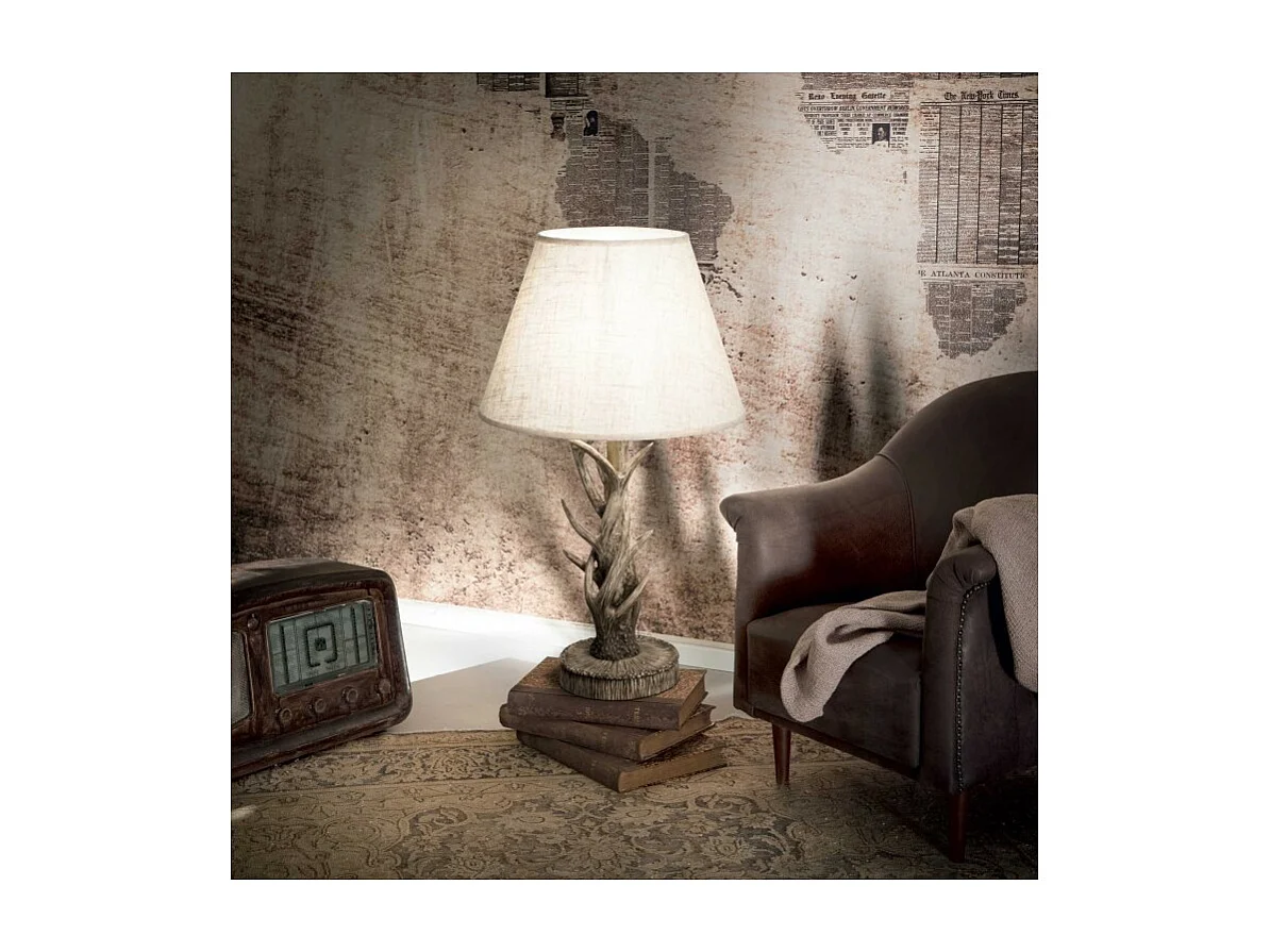 Ideal Lux Chalet 1 lampe de table en bois clair marron avec abat-jour, E27