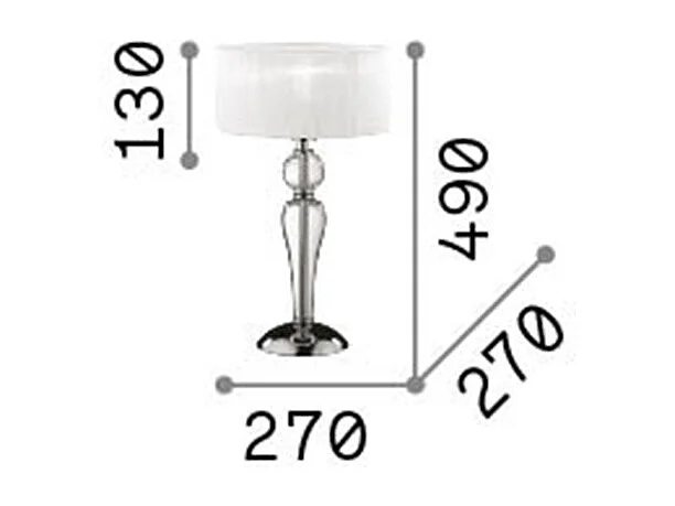 Ideal Lux Duchessa Petite lampe de table à 1 lumière, chrome, blanc, transparent et verre avec abat-jour, E27