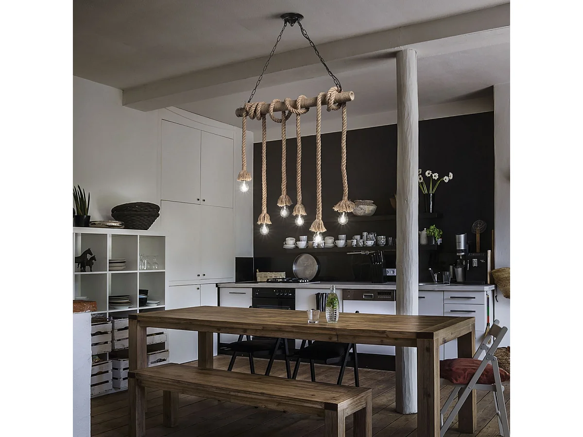 Ideal Lux Canapa - Lámpara colgante de techo de 6 luces marrón, E27