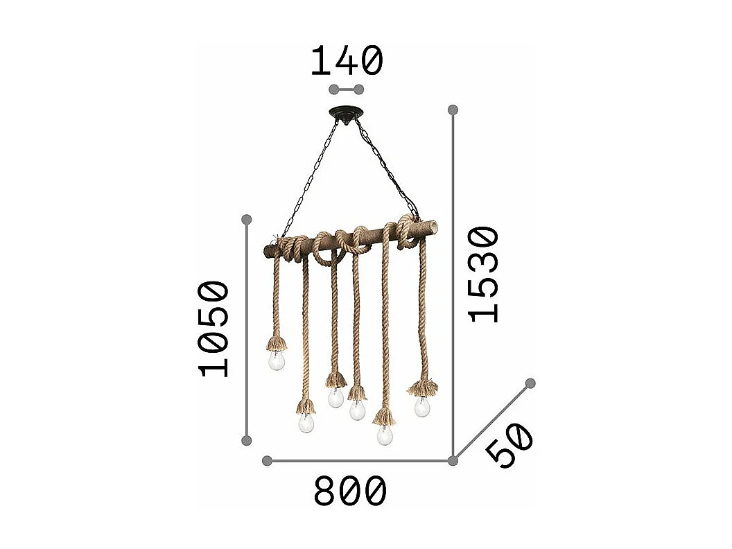 Ideal Lux Canapa - Lámpara colgante de techo de 6 luces marrón, E27