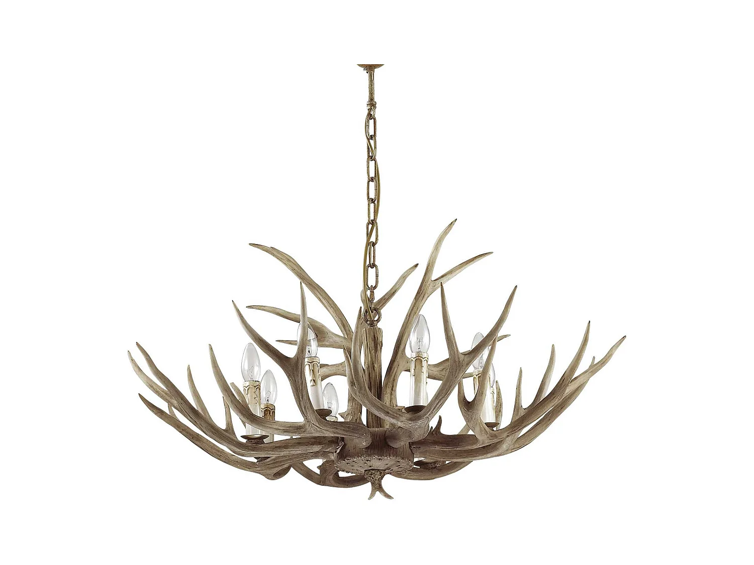 Ideal Lux Chalet Lustre à 8 ampoules, brun clair, E14
