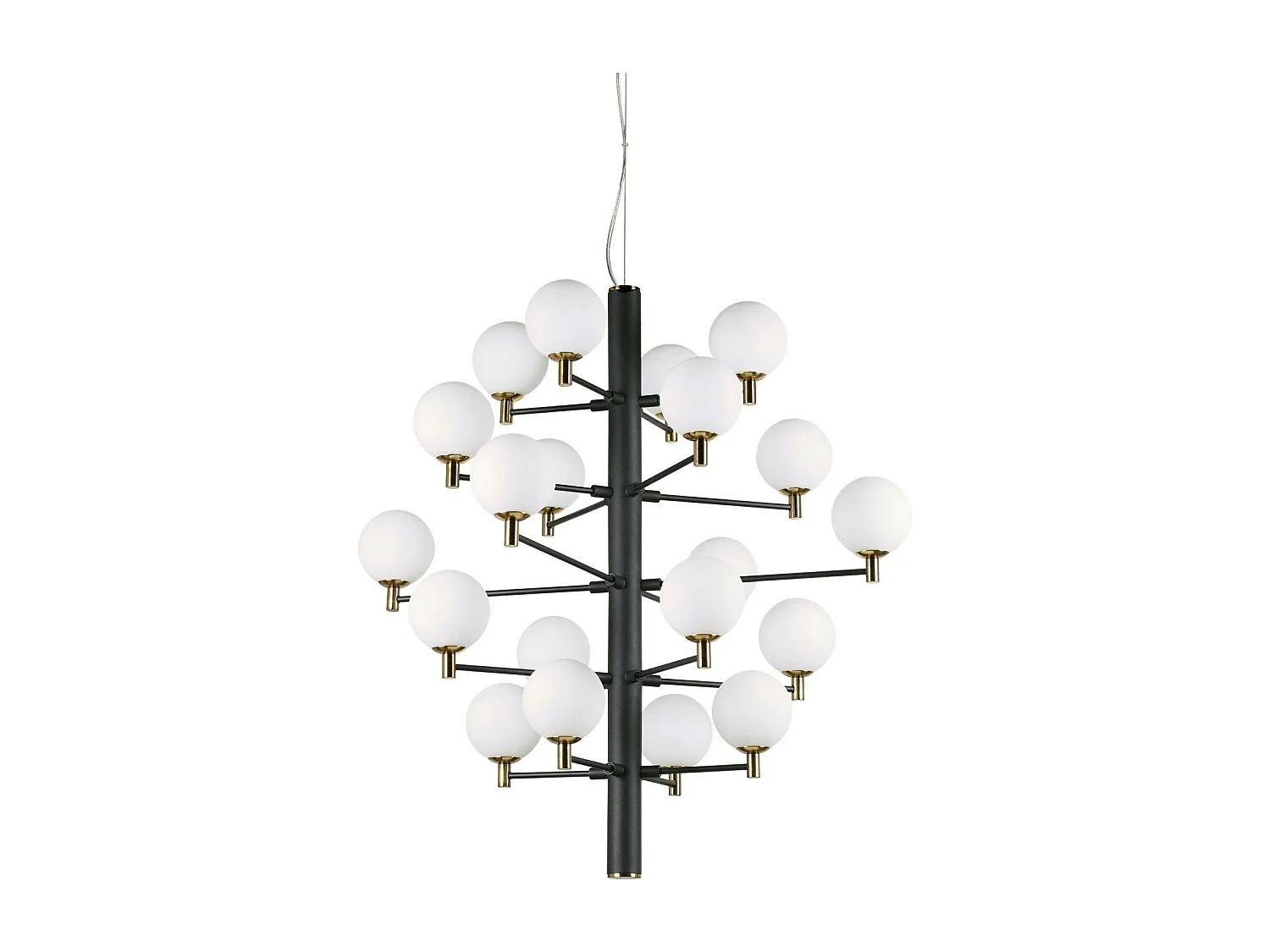 Ideal Lux Copernico Plafonnier à 20 ampoules à bras multiples, noir, G9