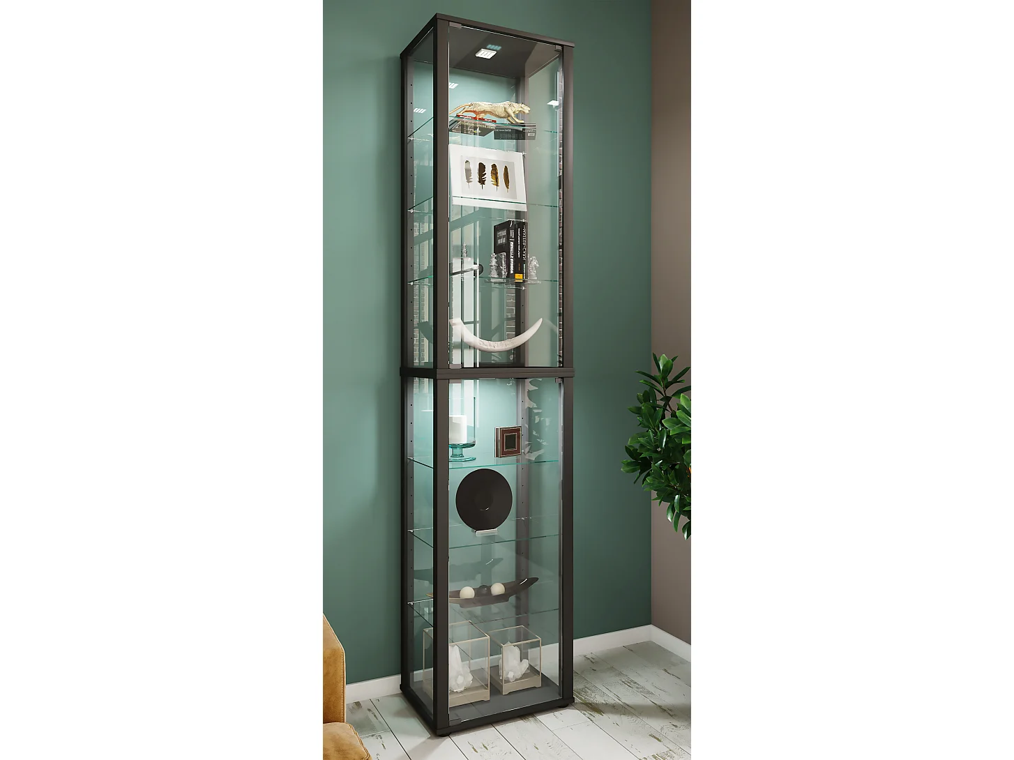 Standing cabinet Kavisa Black H. 227 x W. 50 x D. 38 cm