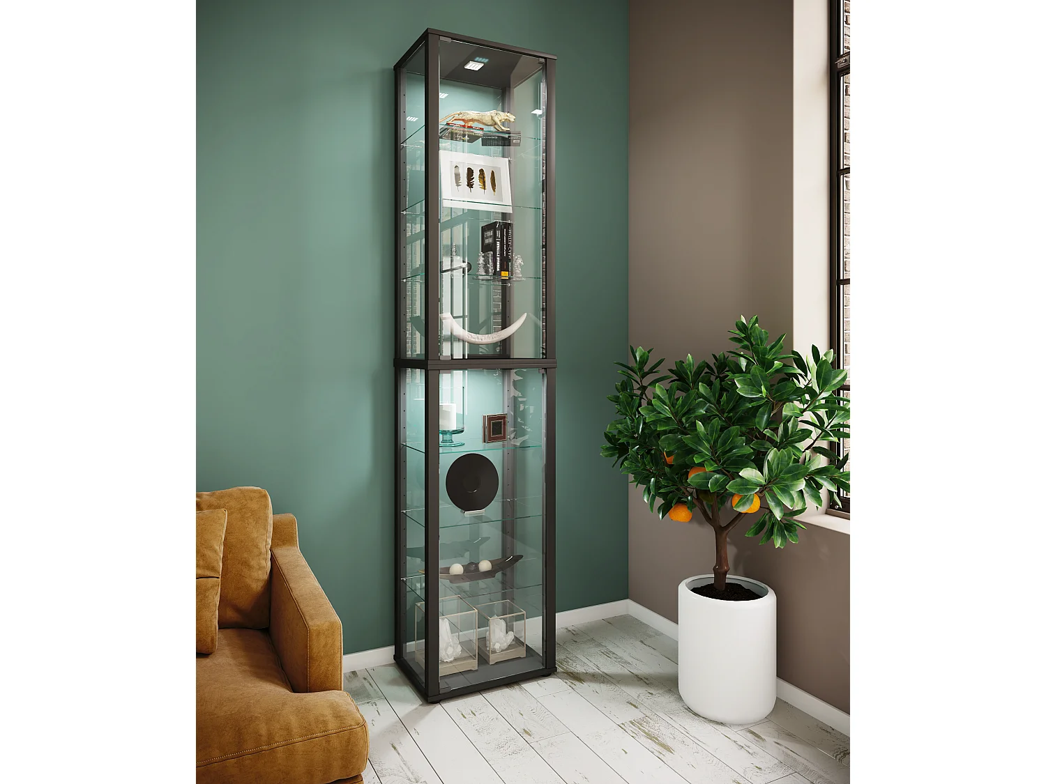 Standing cabinet Kavisa Black H. 227 x W. 50 x D. 38 cm