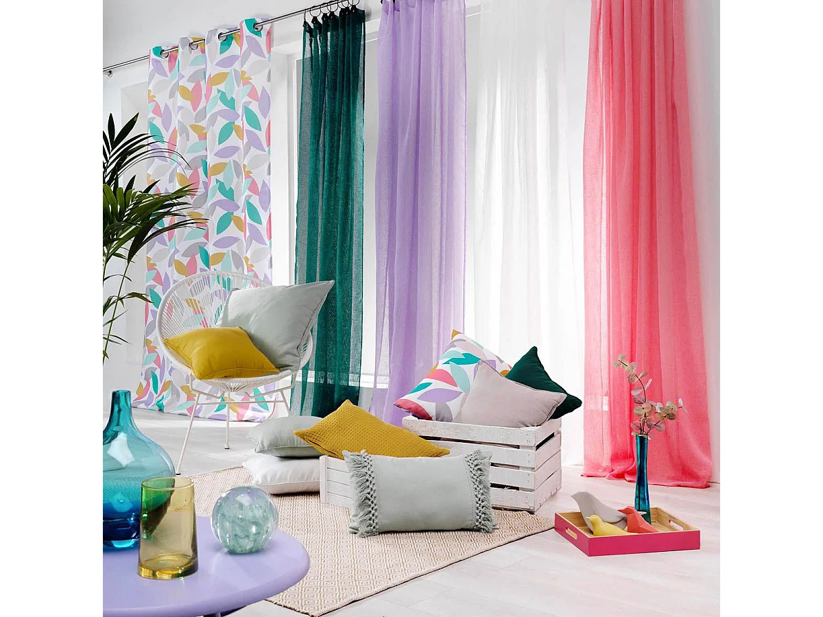 Rideau Voilage à Anneaux "Linka" 140x240cm Corail