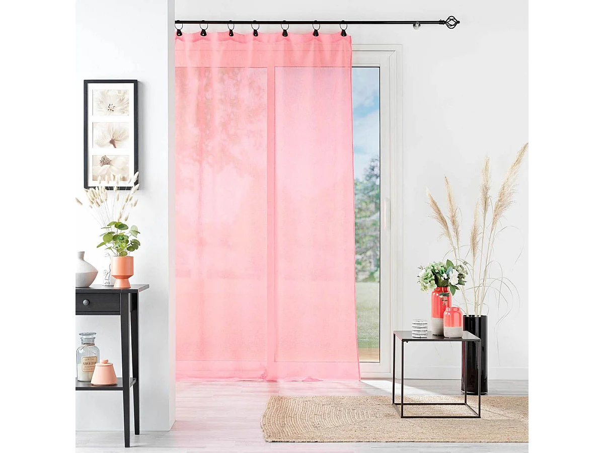 Rideau Voilage à Anneaux "Linka" 140x240cm Corail