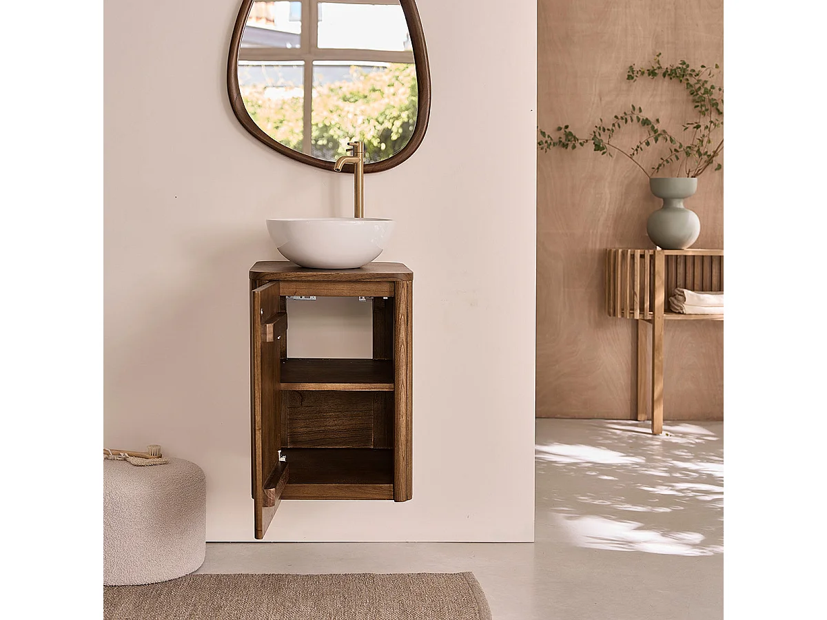 Mobile bagno sospeso in massello di mindi