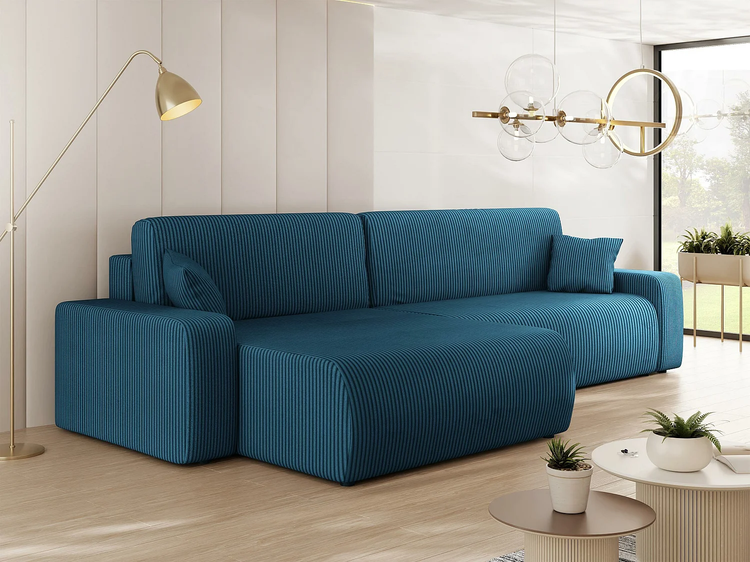 Sofá rinconero Doctral I, Azul, Función de descanso, Almacenaje