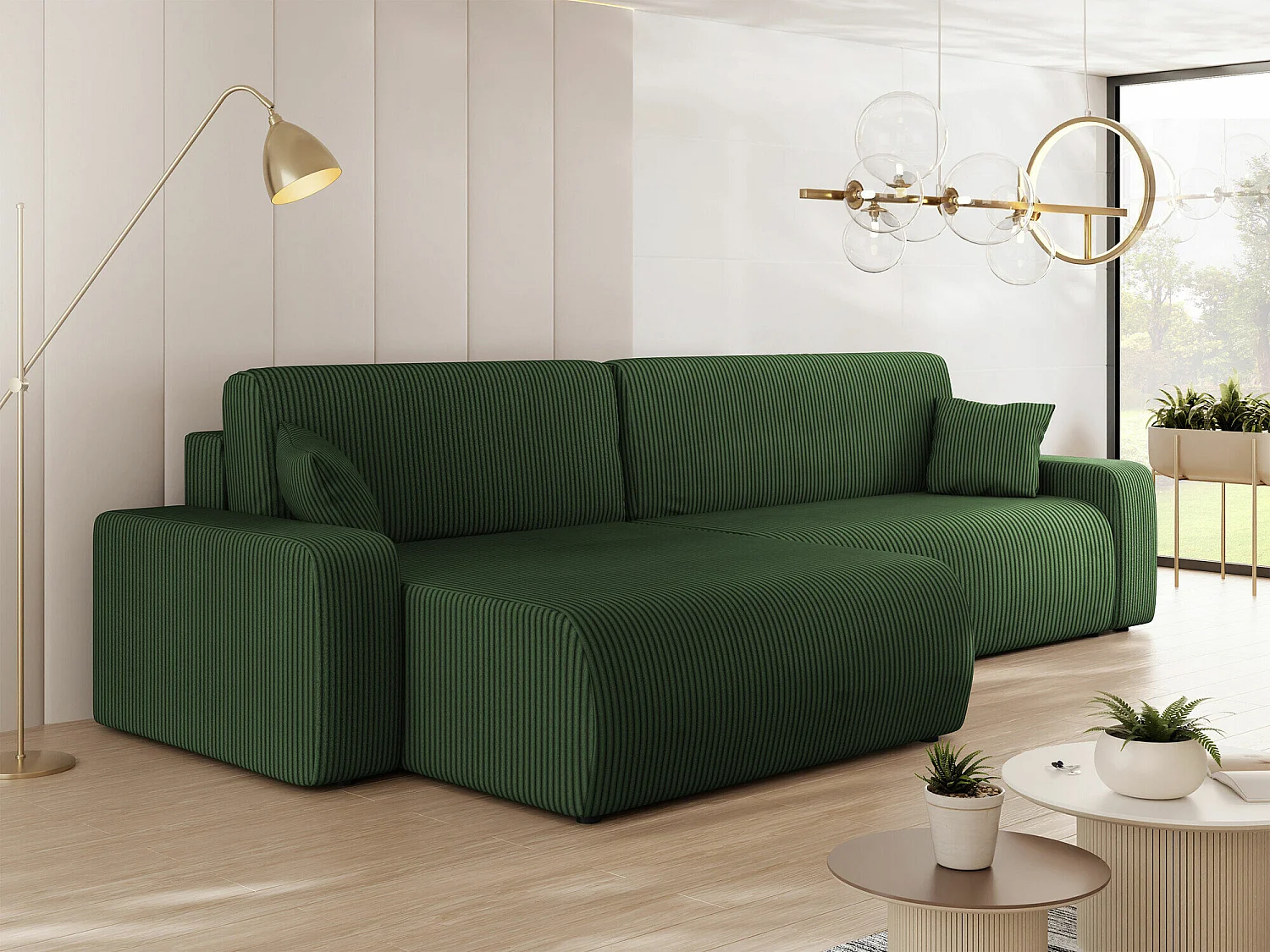 Sofá rinconero Doctral I, Verde, Función de descanso, Almacenaje