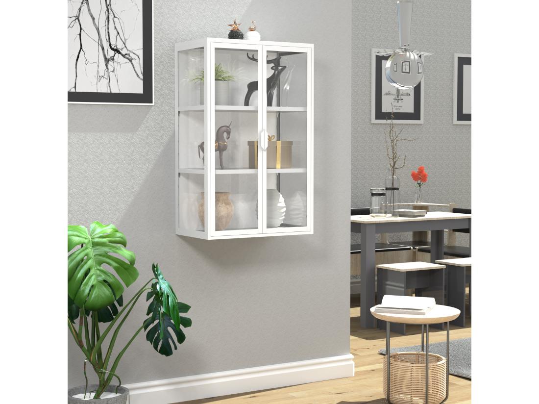 vente unique VCM acier vitrine murale vitrine suspendue vitrine en verre vitrine murale vitrine en verre 95x60x35 cm Floka L