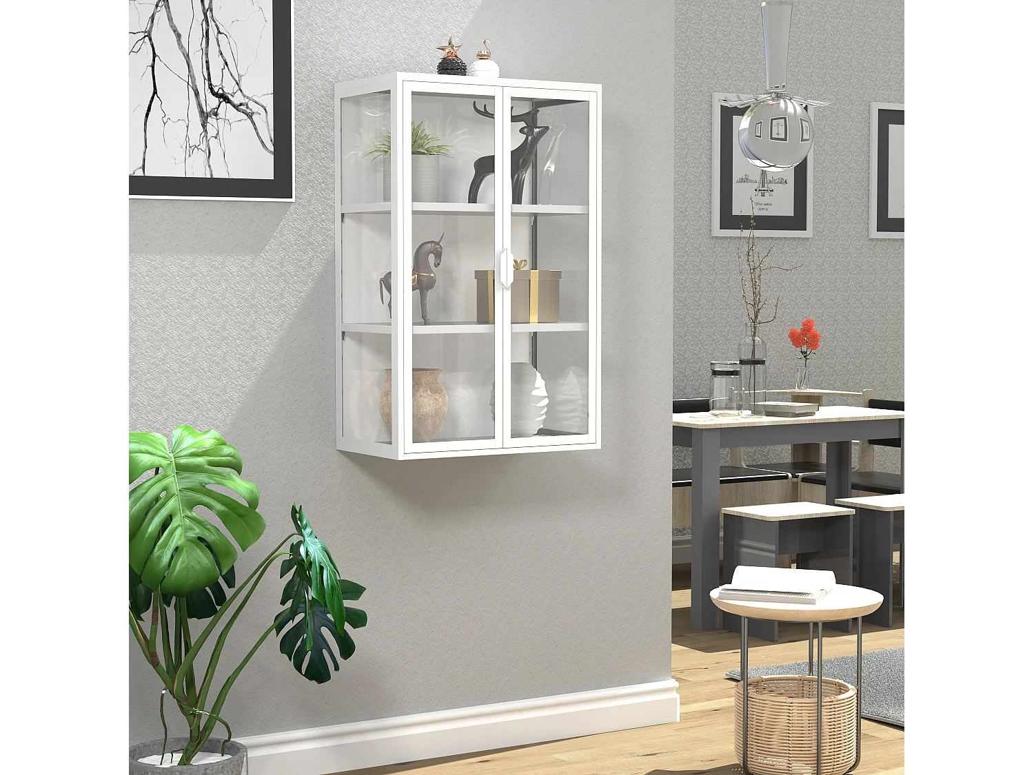 VCM acier vitrine murale vitrine suspendue vitrine en verre vitrine murale vitrine en verre 95x60x35 cm Floka L