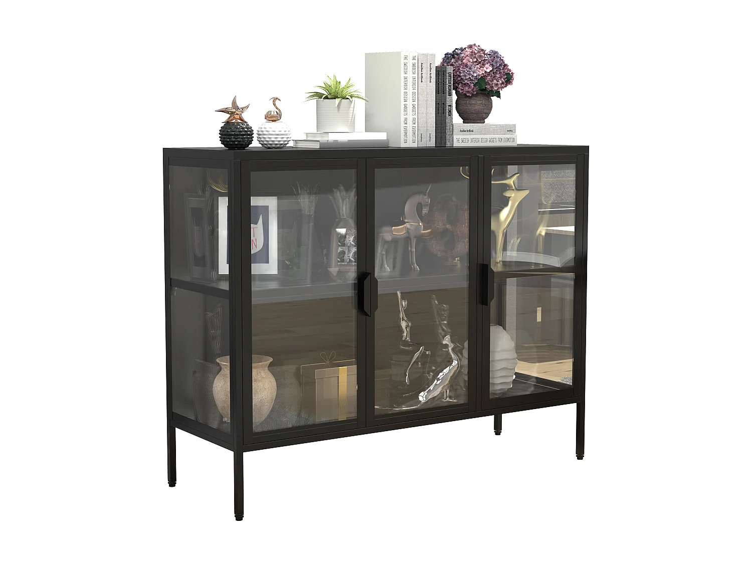 Stalen glazen vitrine dressoir Floka L