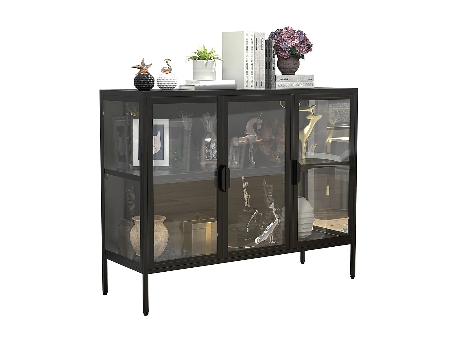 Stalen glazen vitrine dressoir Floka L