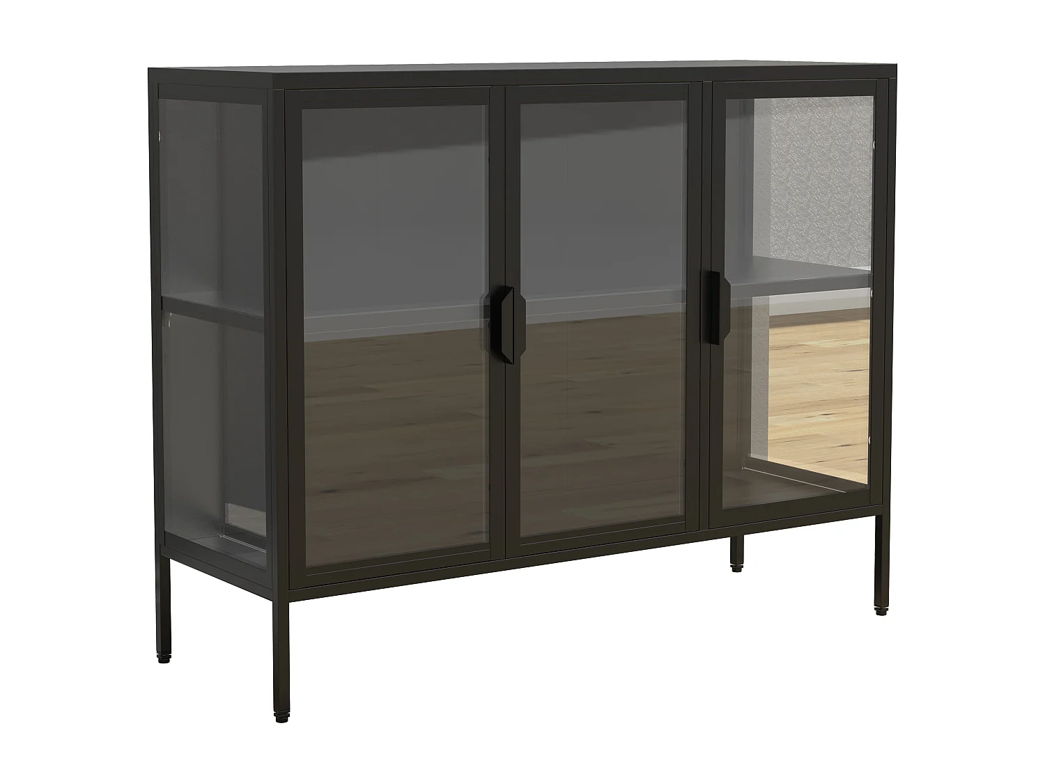 Stalen glazen vitrine dressoir Floka L