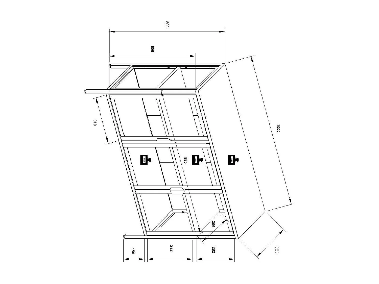 Stalen glazen vitrine dressoir Floka L