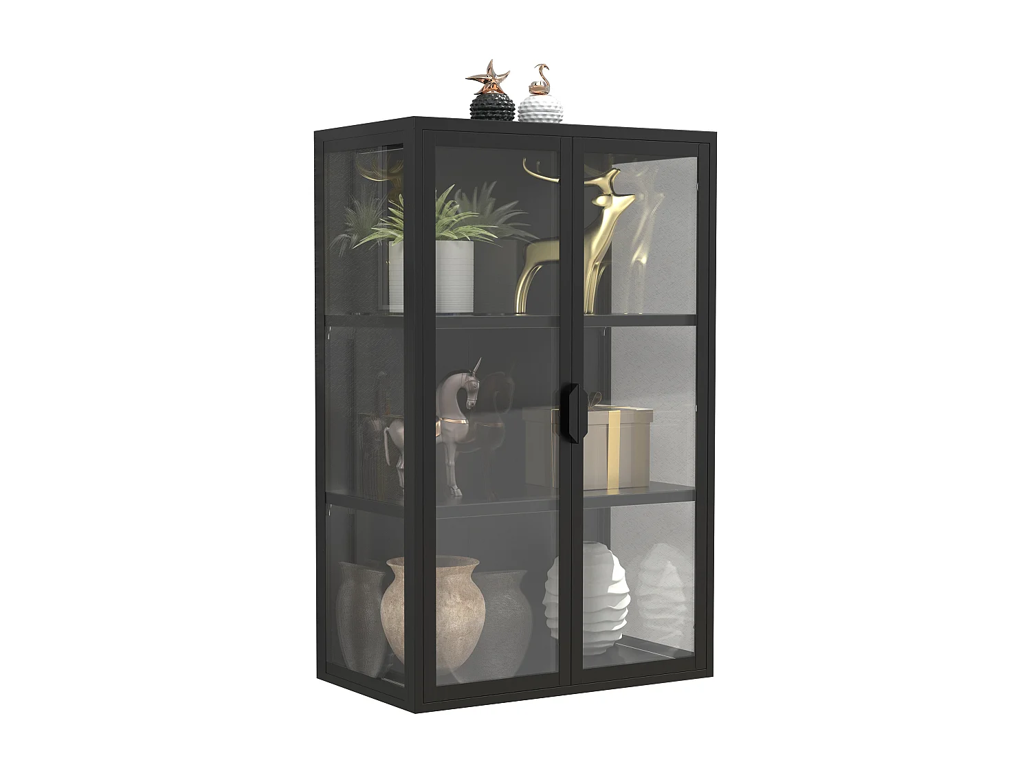 Wall display cabinet Flokas Black 95 x W. 60 x D. 35 cm