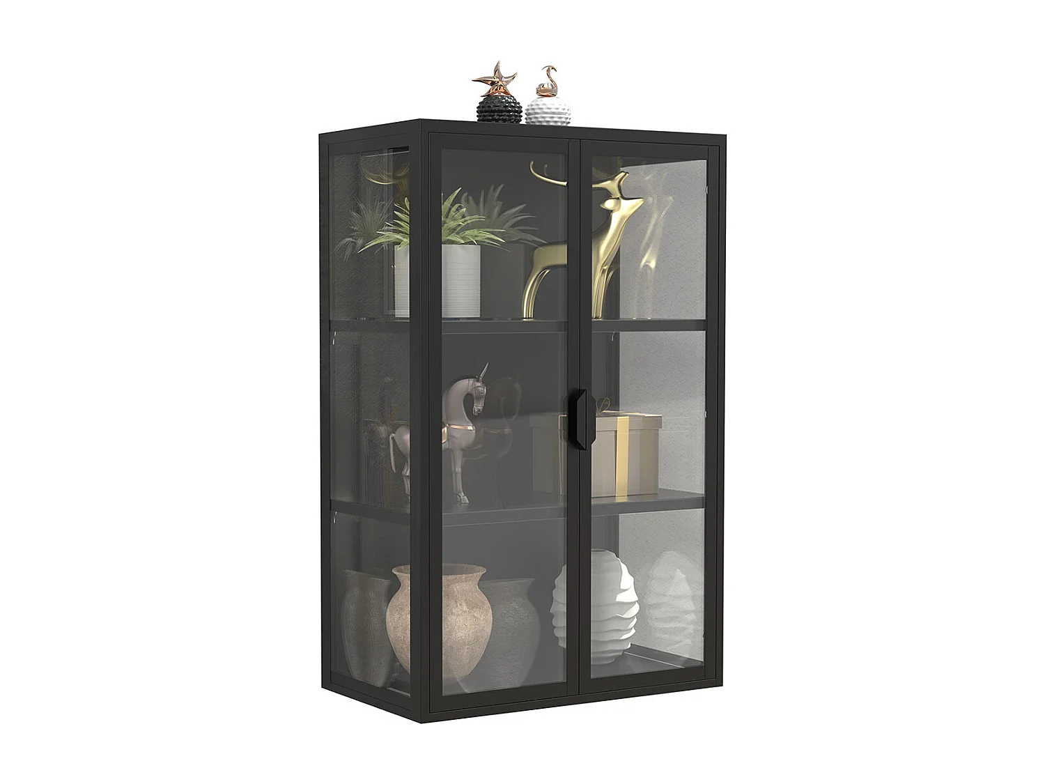 Wall display cabinet Flokas Black 95 x W. 60 x D. 35 cm