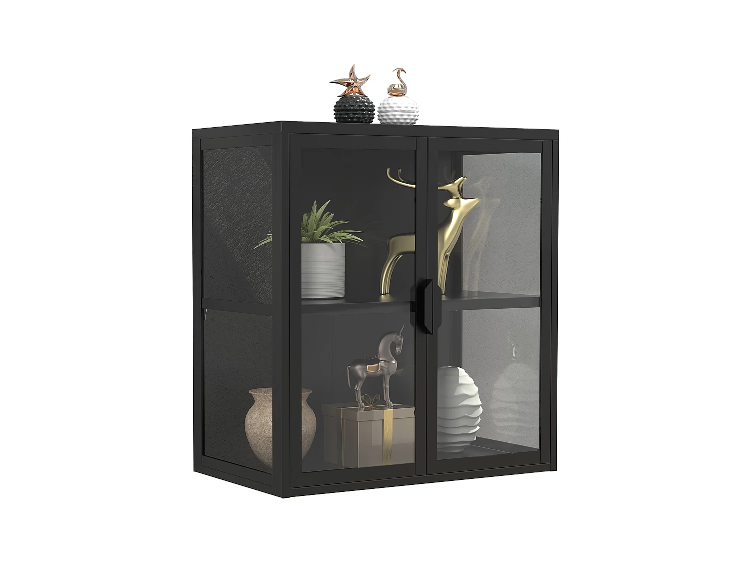 Wall display cabinet Flokas Black H. 65 x W. 60 x D. 35 cm