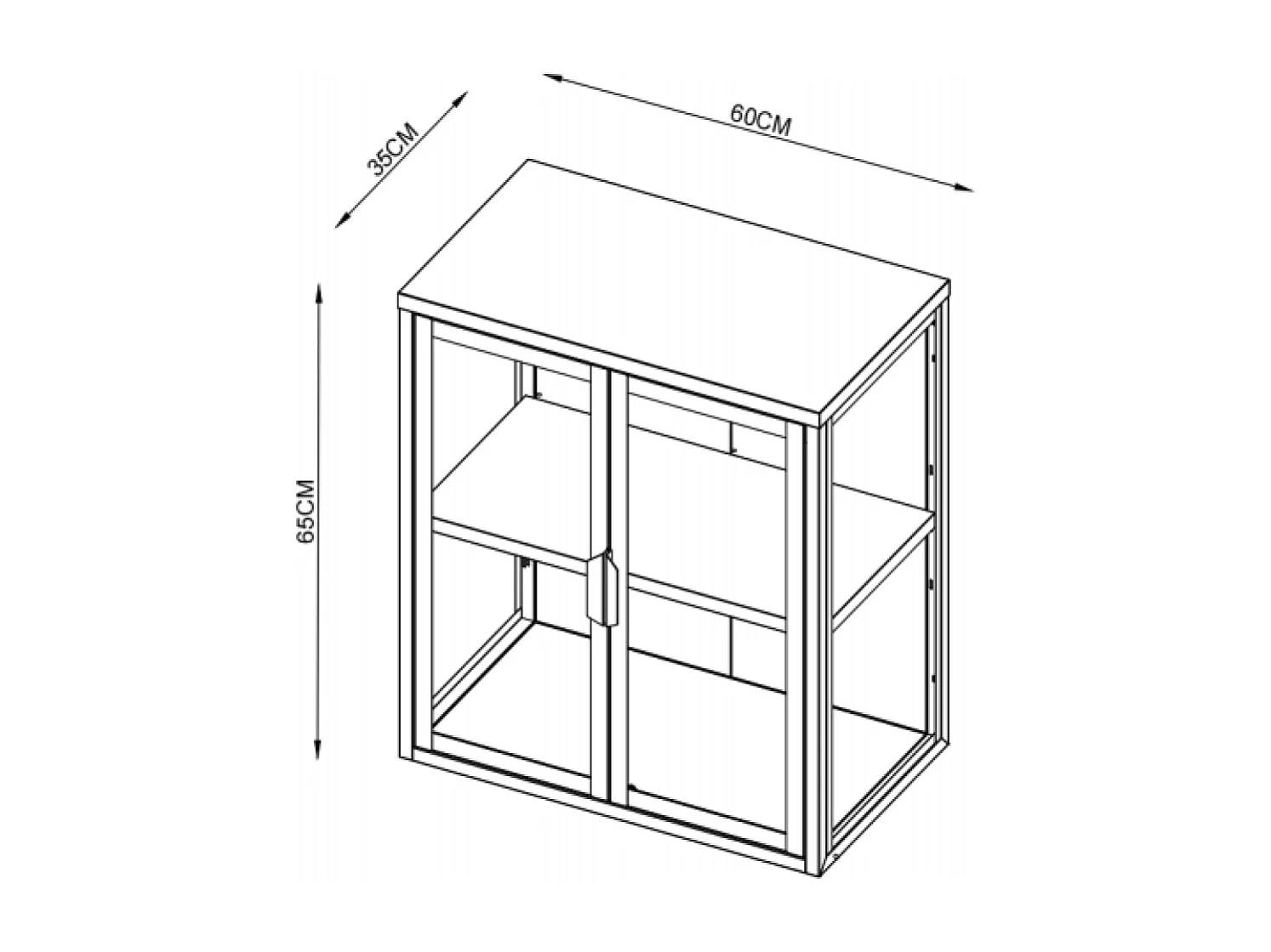 Wall display cabinet Flokas Black H. 65 x W. 60 x D. 35 cm