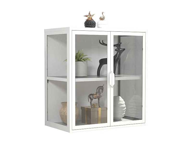 Wall display cabinet Flokas White H. 65 x W. 60 x D. 35 cm