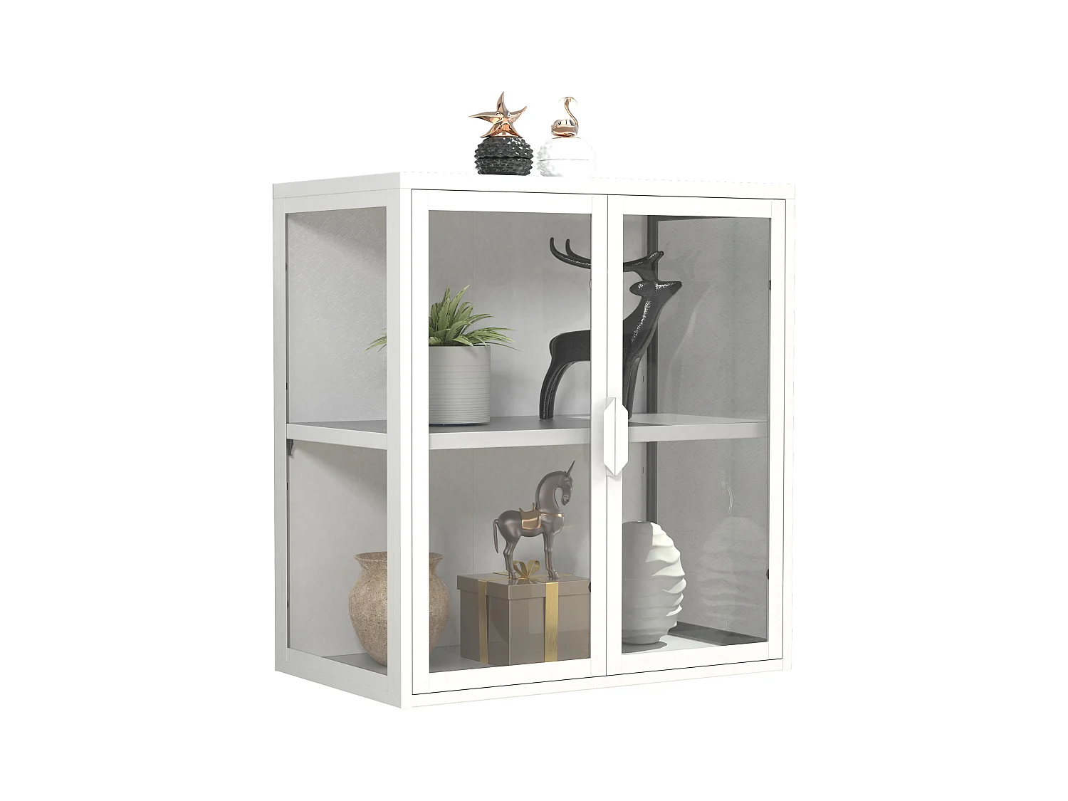 Wall display cabinet Flokas White H. 65 x W. 60 x D. 35 cm