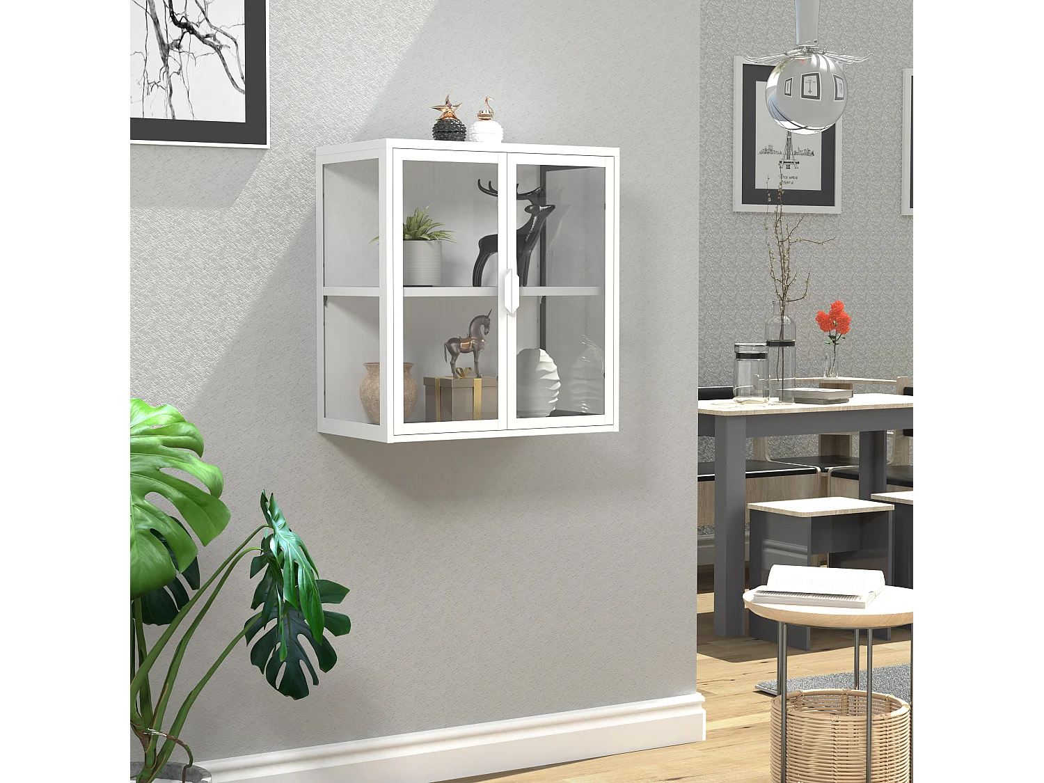 Stahl Wandvitrine Hängevitrine Vitrine Glas Flokas