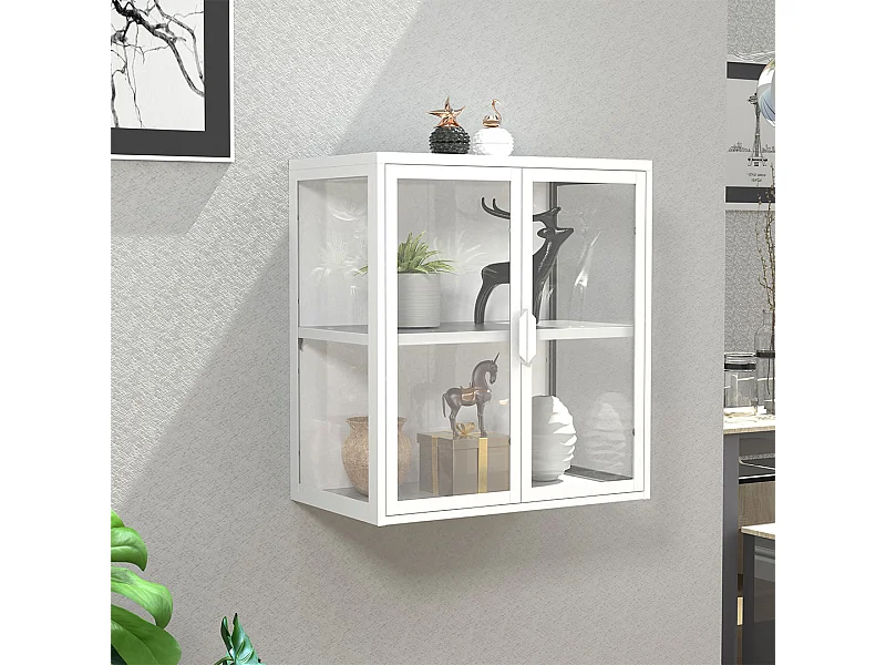 Wall display cabinet Flokas White H. 65 x W. 60 x D. 35 cm