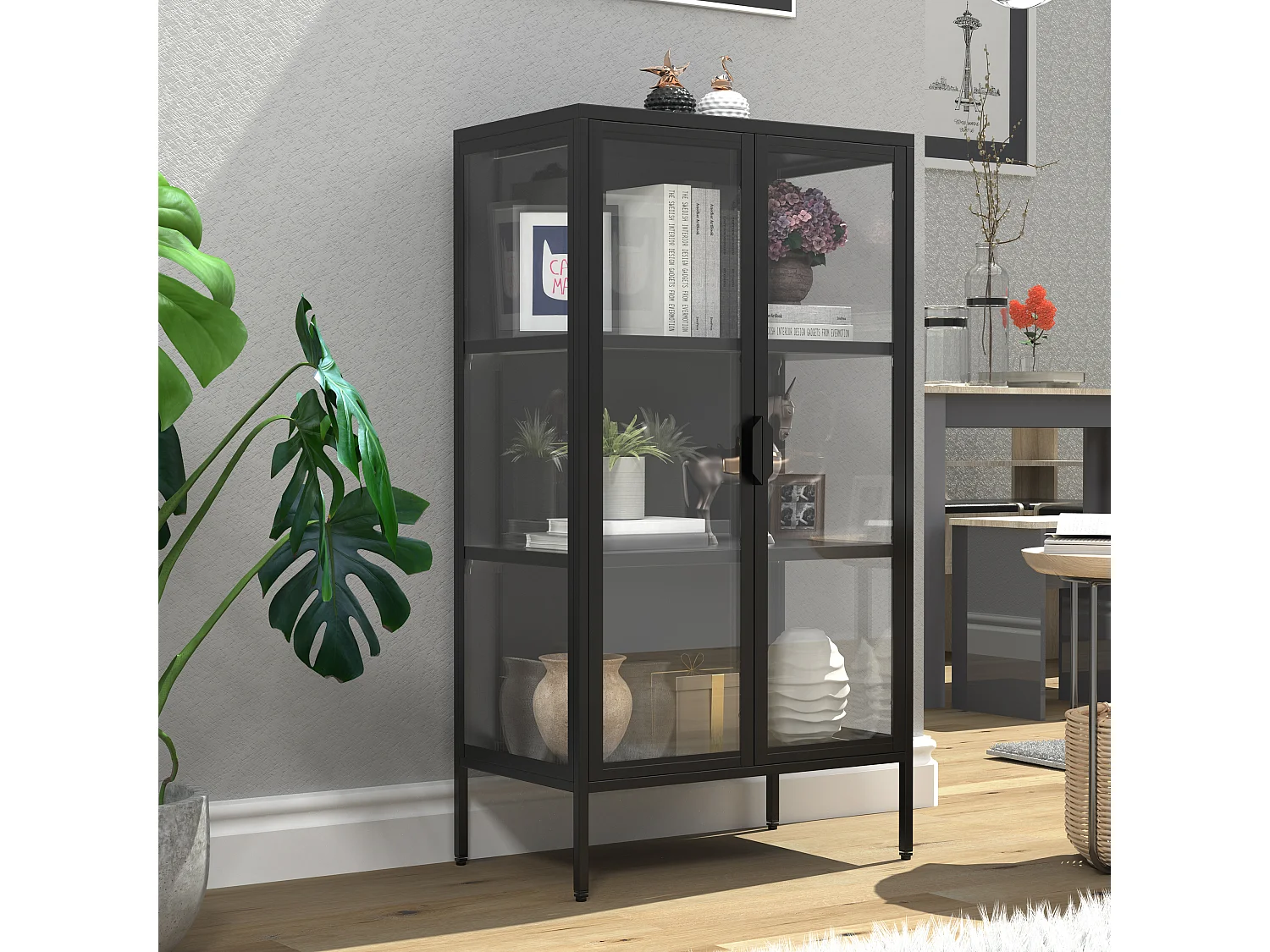 Armário em pé Floka Preto A. 110 x L. 60 x P. 35 cm