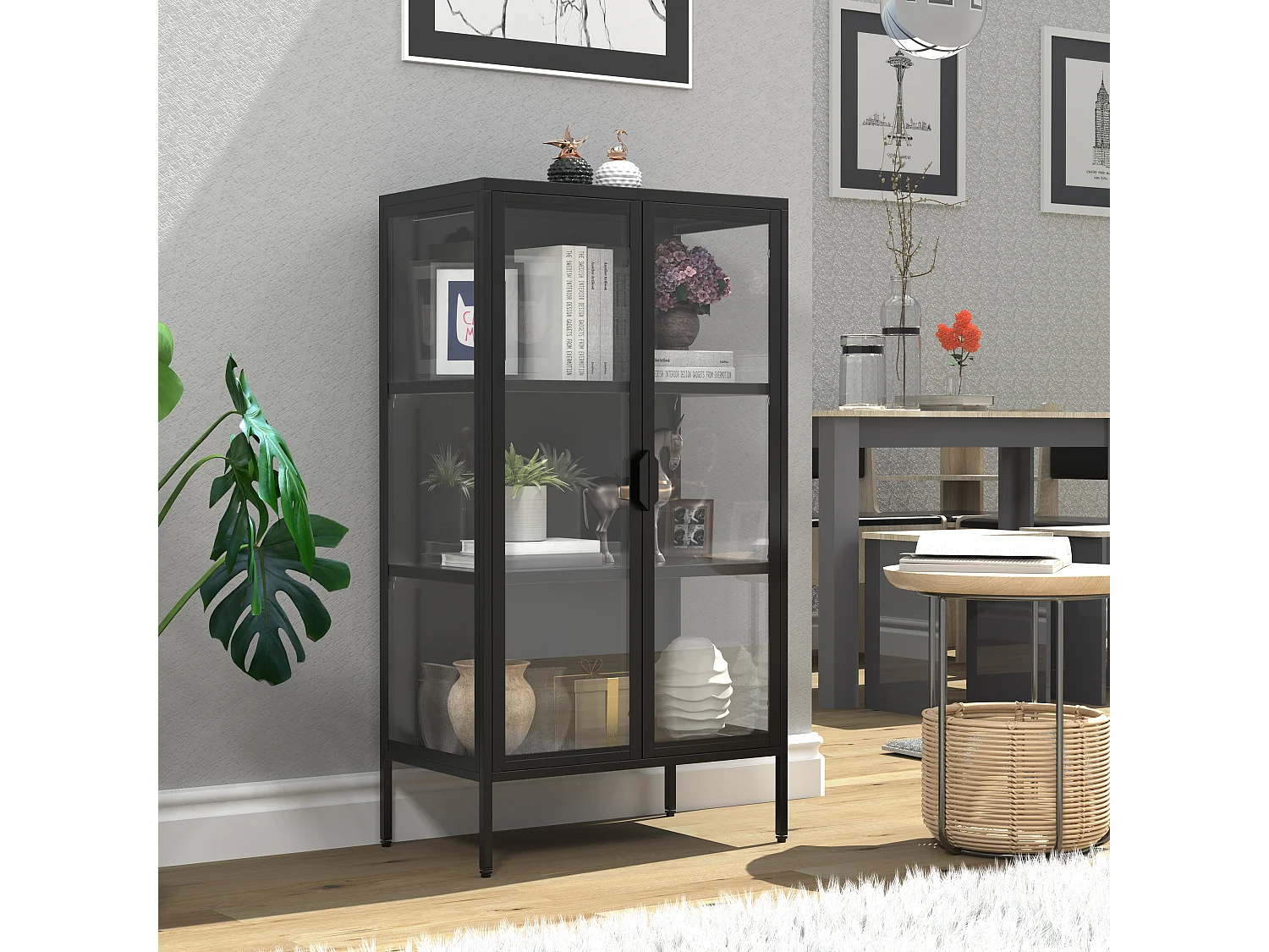 Armário em pé Floka Preto A. 110 x L. 60 x P. 35 cm