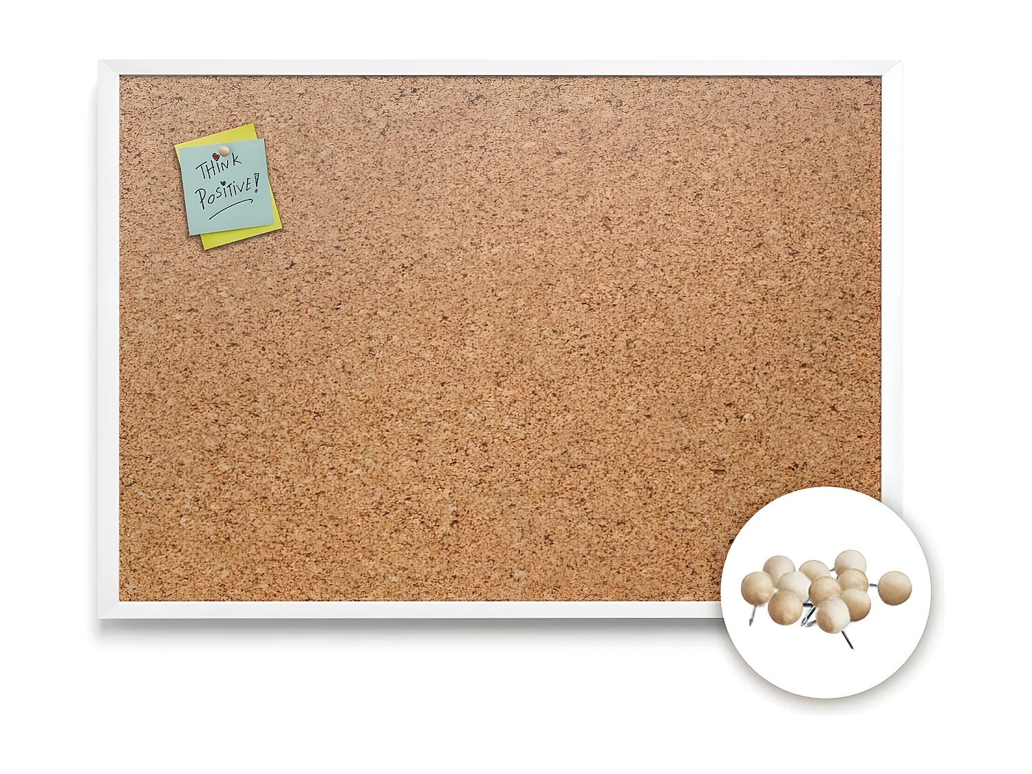 Korktafel 70x50 cm Weiße Rahmenfarbe Kostenlose Stifte VERTIKAL HORIZONTAL, Korktafel für zu Hause, ästhetische Organisation von Notizen im Büro