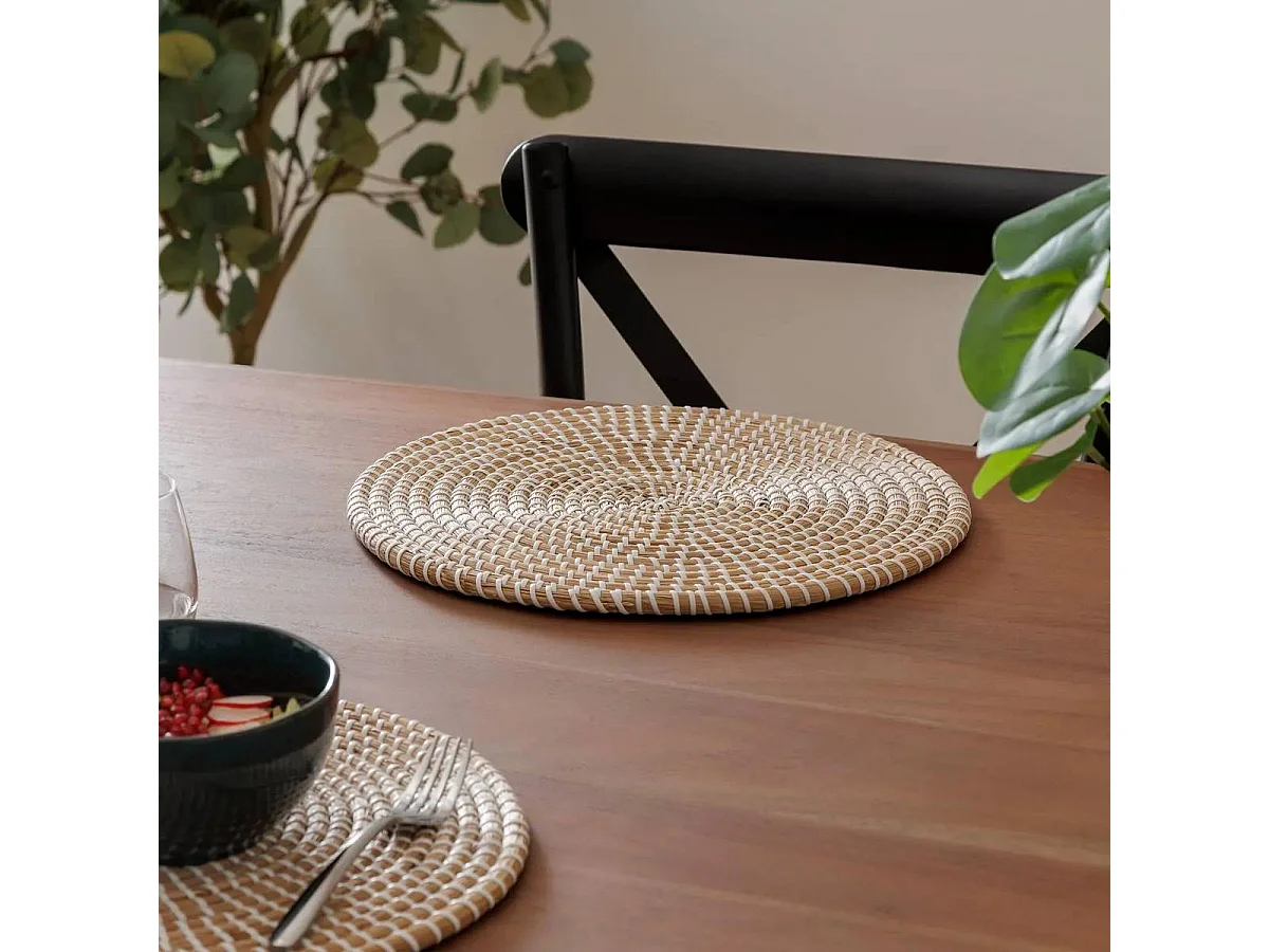 Set de Table Déco en Osier "Vannerie" 35cm Blanc