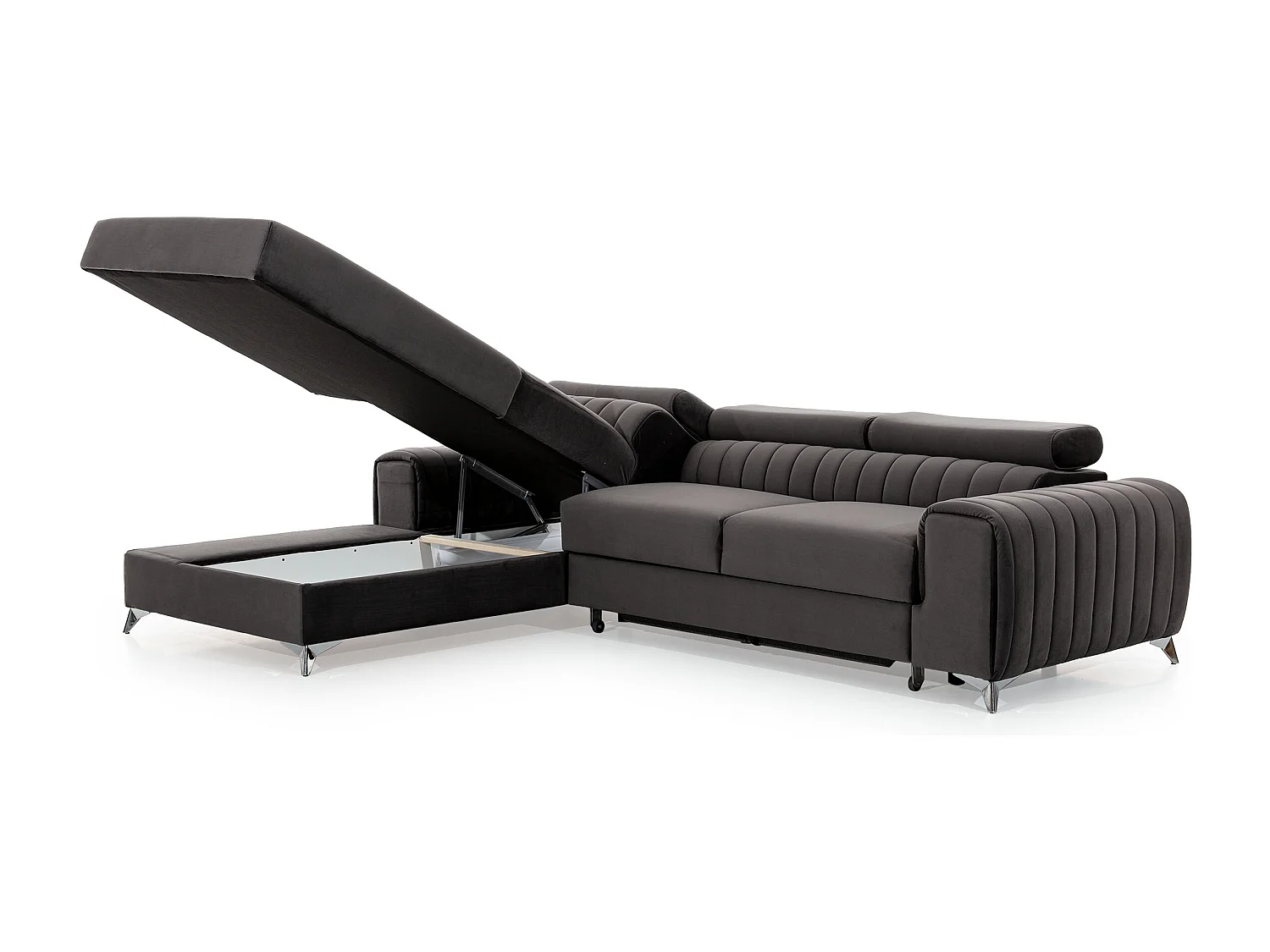 Hoekbank Futura L/stoffen bekleding/zwart