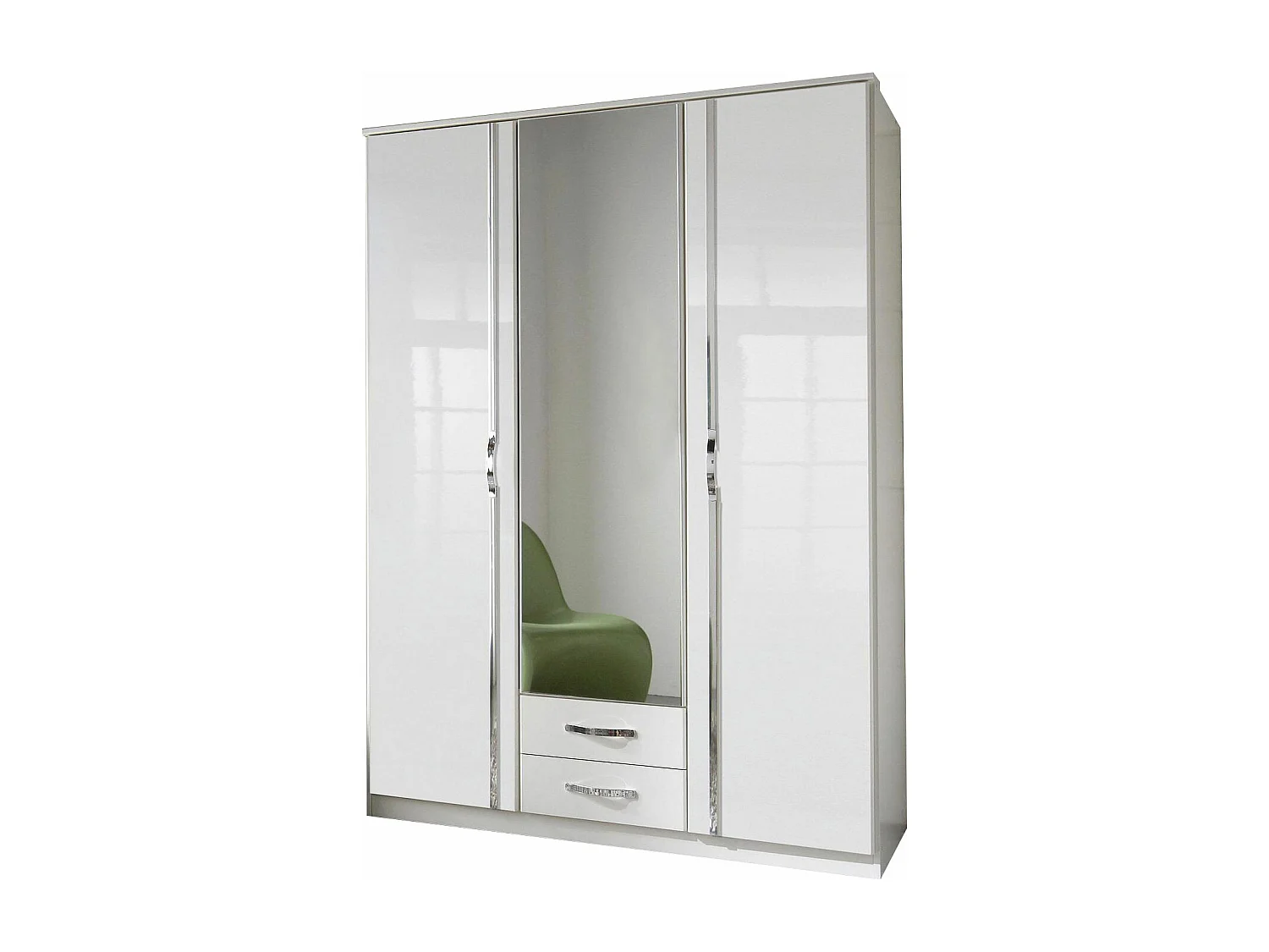 KLEIDERSCHRANK Trio weiß matt / weiß hochglänzend 135 / 58 / 197cm