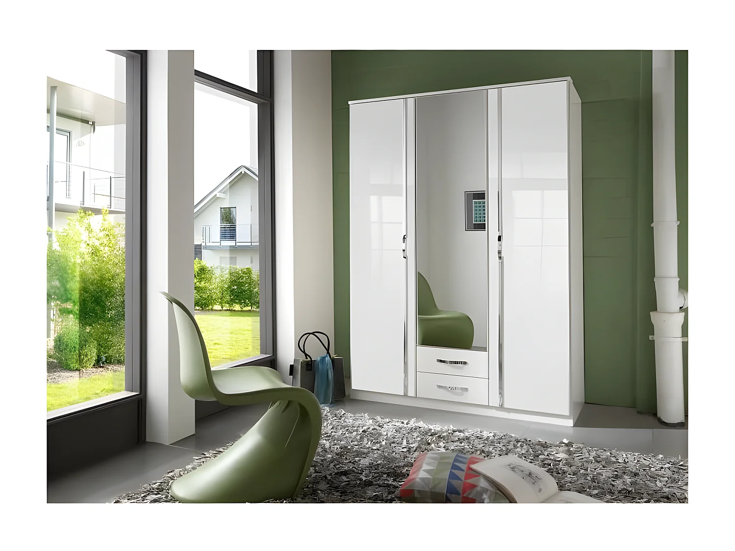 KLEIDERSCHRANK Trio weiß matt / weiß hochglänzend 135 / 58 / 197cm