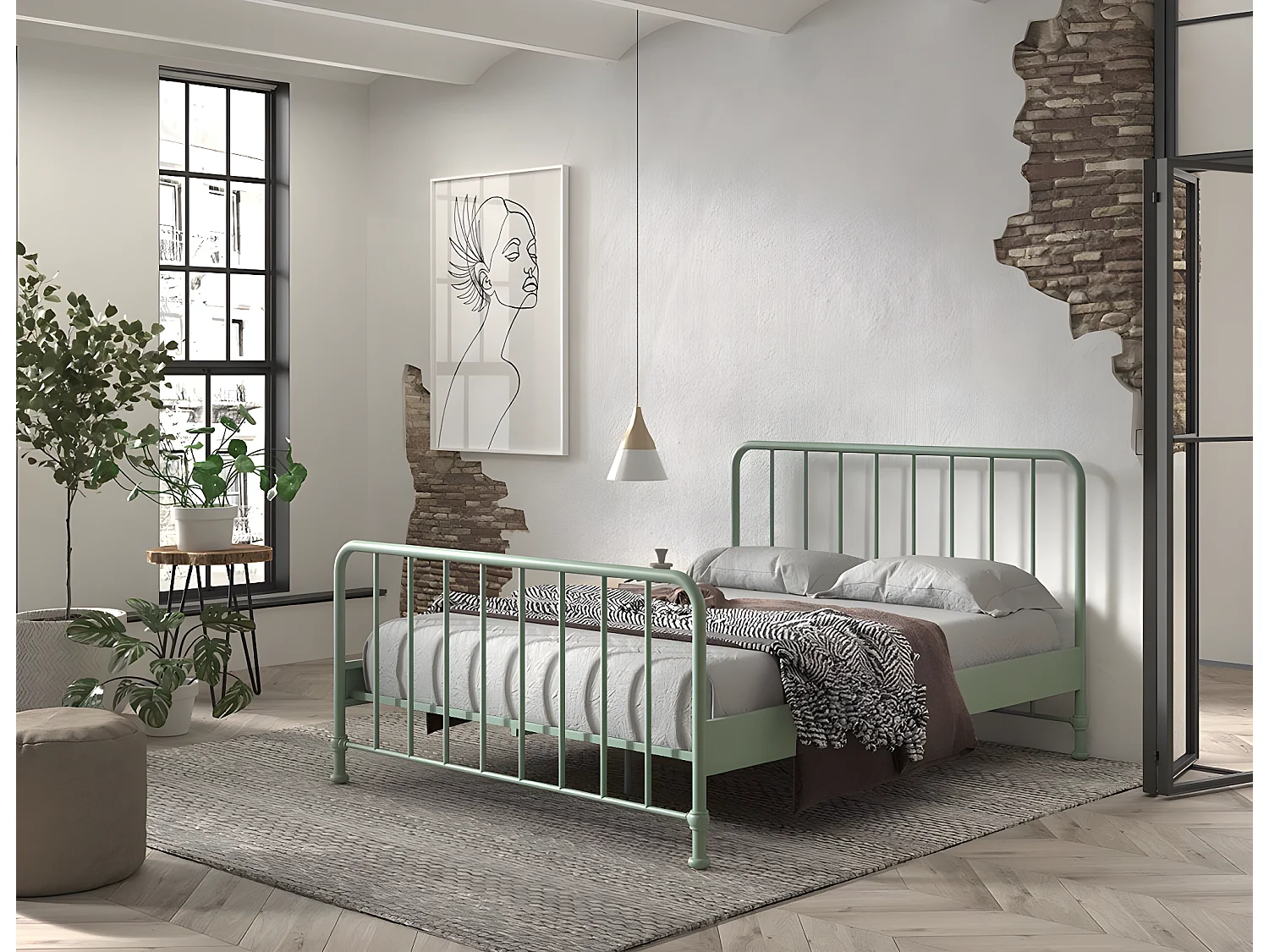 Bed BRONXX BF010 160x200 cm Groen