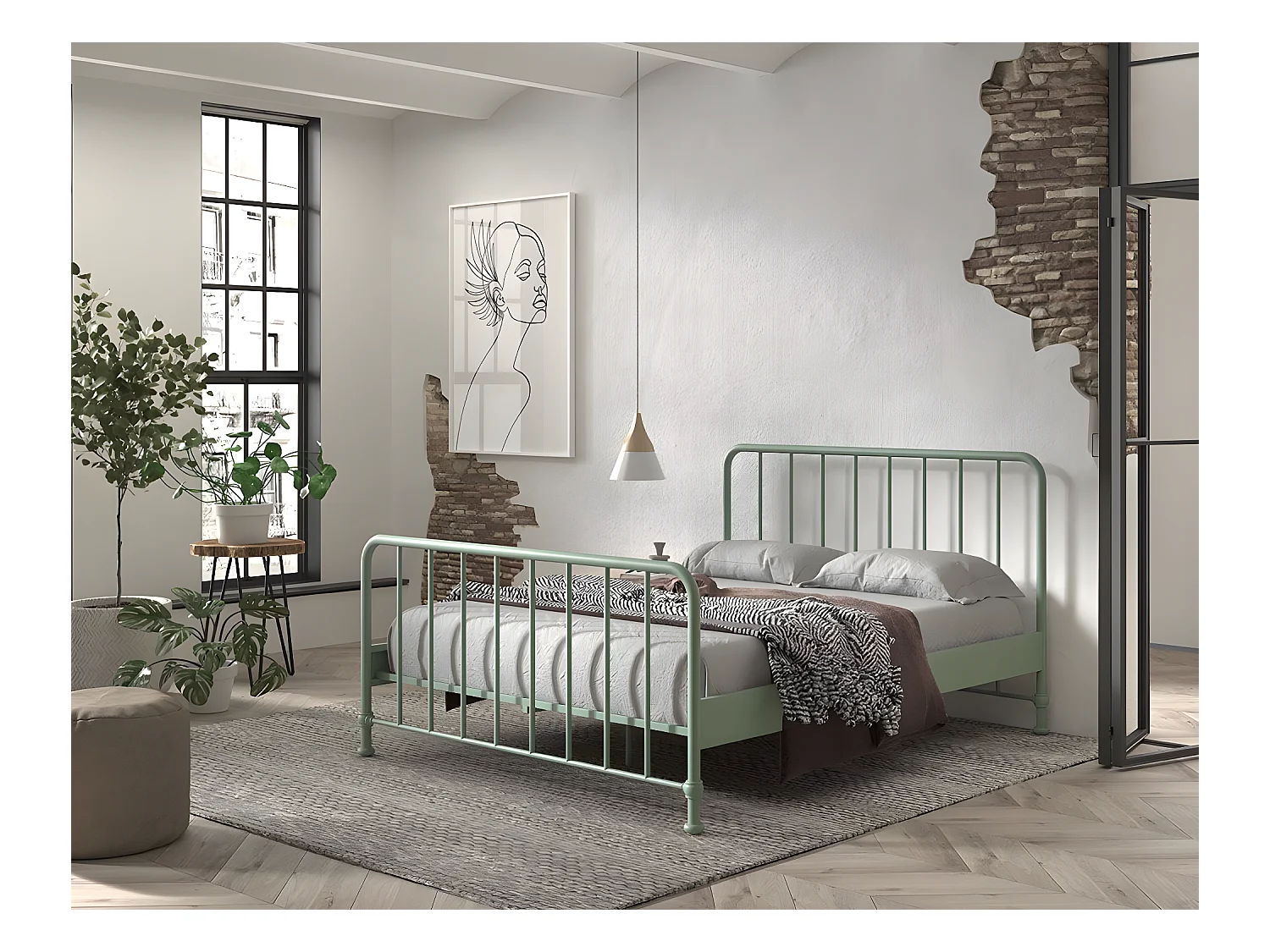 Cadre de lit BRONXX BF010 160x200 cm Vert
