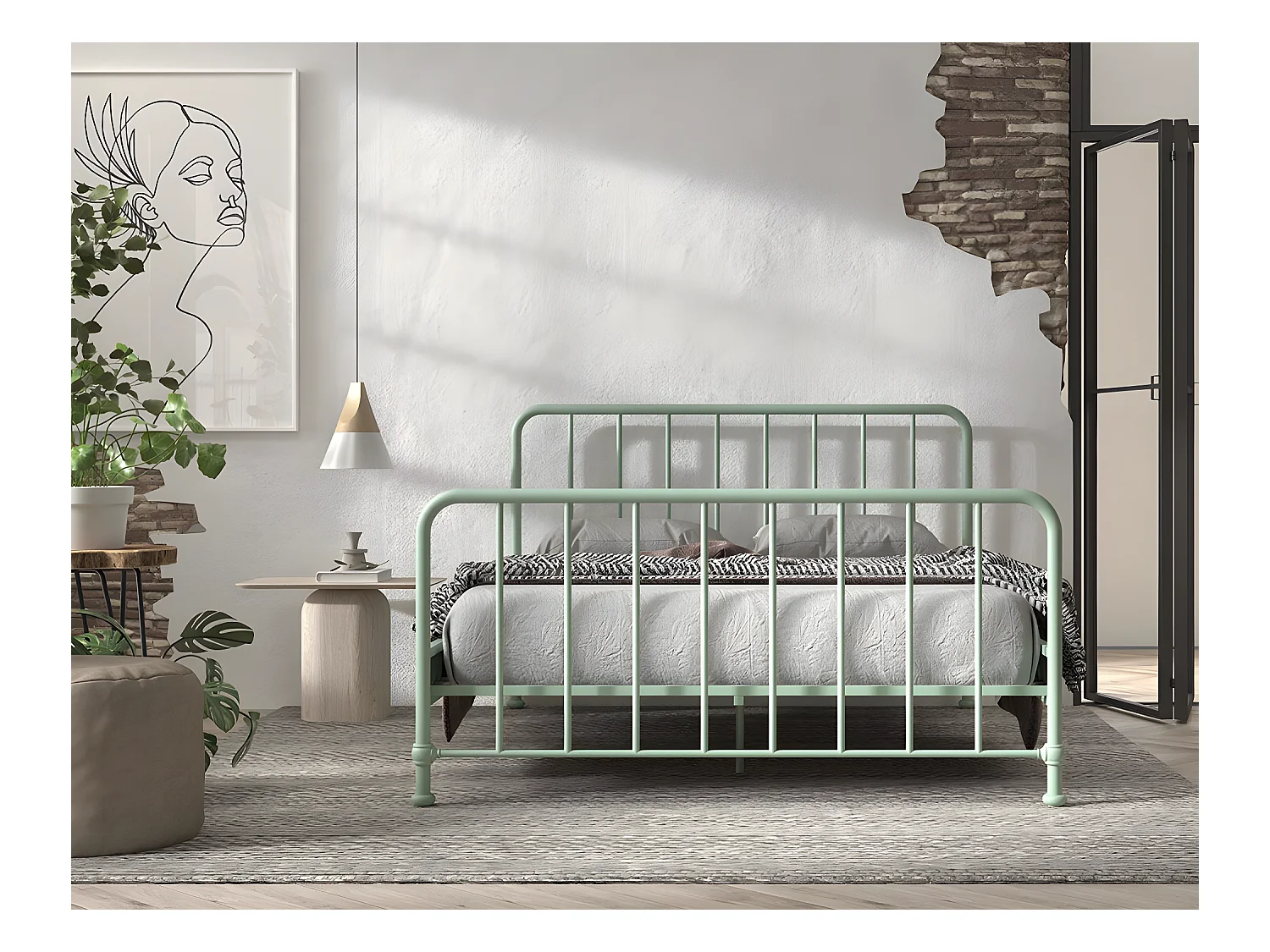 Cadre de lit BRONXX BF010 160x200 cm Vert