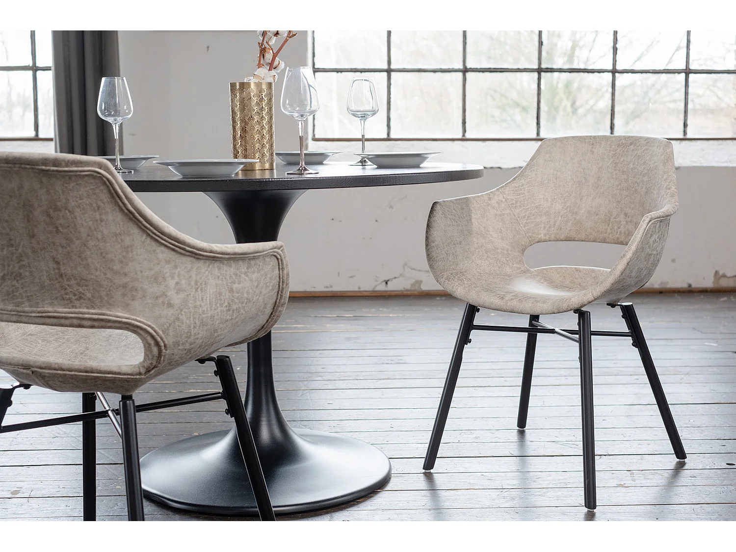 Silla tapizada - blanco crema microfibra - ZAJA